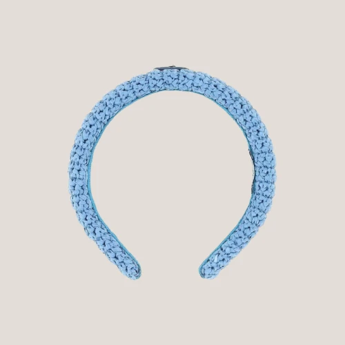 PRADA Raffia Headband LIGHT BLUE