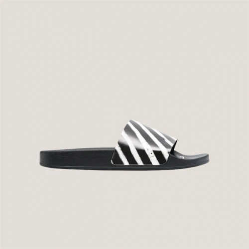 OFF WHITE Zebra-Print Rubber Sliders BLACK