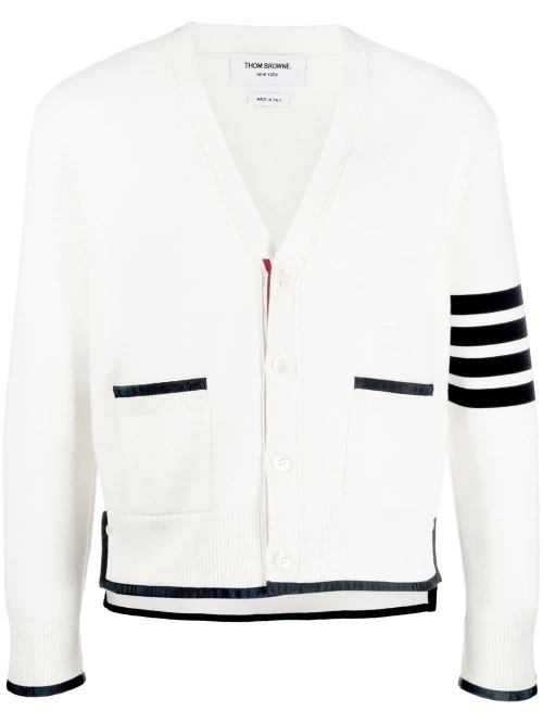 THOM BROWNE Cardigan In Cotton WHITE