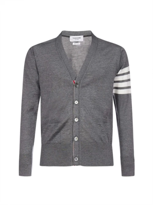 THOM BROWNE Classic V-Neck Cardigan GREY