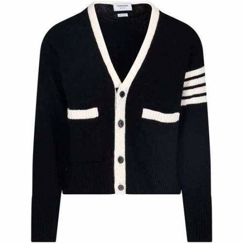 THOM BROWNE Diagonal Armband Wool Cardigan BLACK