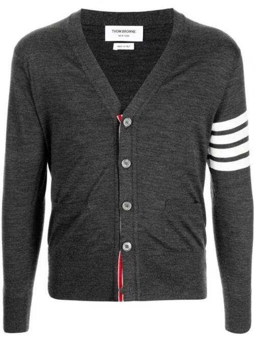 THOM BROWNE Men's Grey Other Materials Cardigan