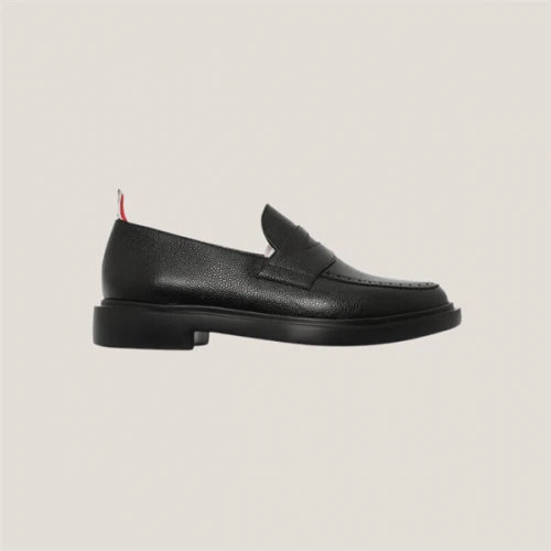 THOM BROWNE PENNY LOAFER IN PEBBLE GRAIN BLACK