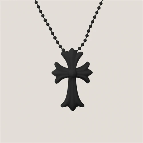 Chrome Hearts Silicrome Cross Necklace Black