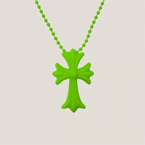 Chrome Hearts Silicrome Cross Necklace Green