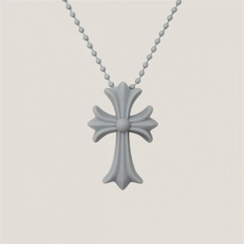 Chrome Hearts Silicrome Cross Necklace Grey