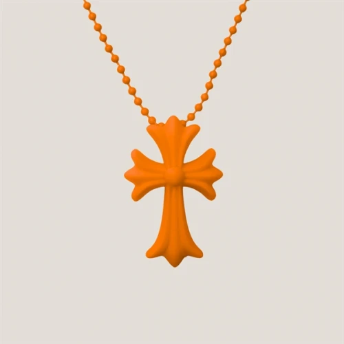 Chrome Hearts Silicrome Cross Necklace Orange