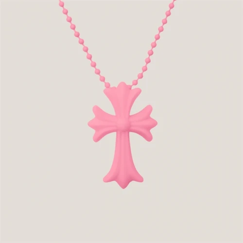 Chrome Hearts Silicrome Cross Necklace Pink