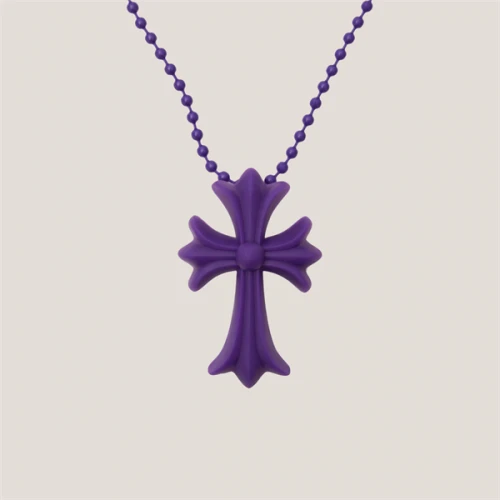 Chrome Hearts Silicrome Cross Necklace Purple