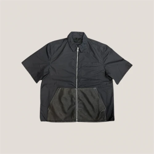 CHROME HEARTS Zip Shirt Jacket Nylon Leather BLACK