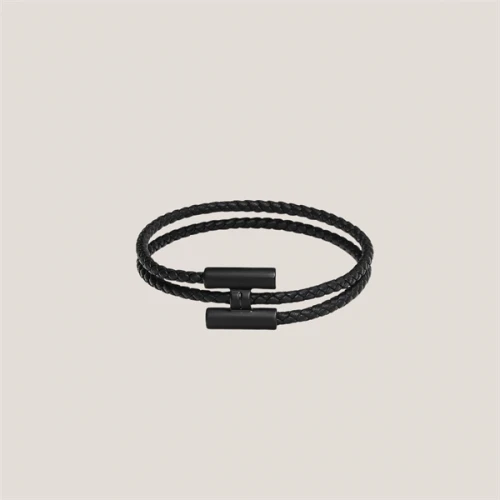 HERMES Tournis Tresse Bracelet BLACK