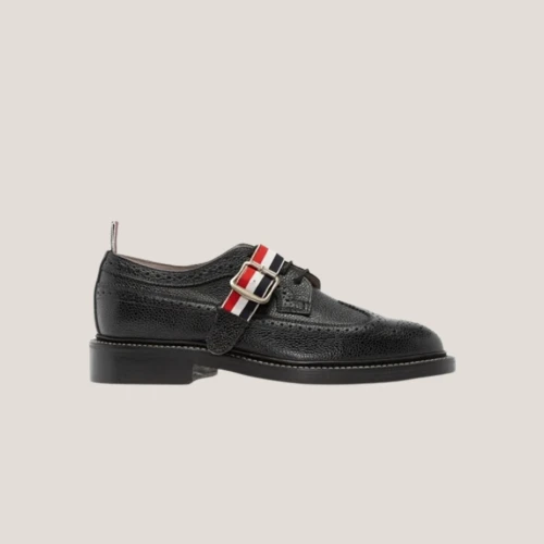 Thom Browne Black Leather Strap Brogues