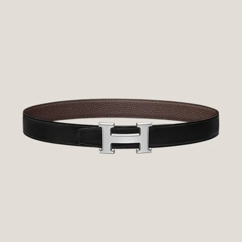 Hermes reversible leather strap 32mm Noir/Chocolate